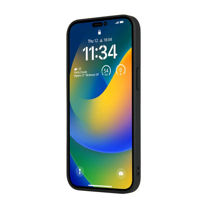 For iPhone 14 Pro Max Fierre Shann Leather Texture Phone Back Cover Case (Ox Tendon Black) - iPhone 14 Pro Max Cases by FIERRE SHANN | Online Shopping UK | buy2fix