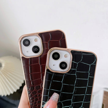 For iPhone 13 Crocodile Texture Genuine Leather Nano Electroplating Phone Case(Red) - iPhone 13 Cases by buy2fix | Online Shopping UK | buy2fix