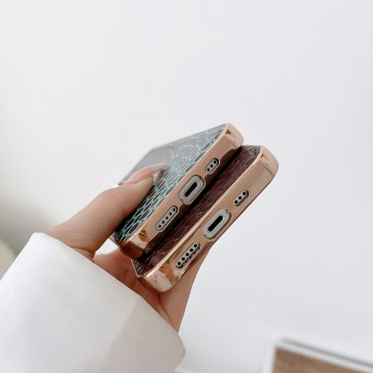 For iPhone 13 Crocodile Texture Genuine Leather Nano Electroplating Phone Case(Red) - iPhone 13 Cases by buy2fix | Online Shopping UK | buy2fix