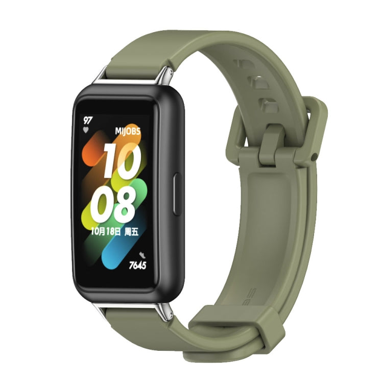 For Huawei Band 7 / 7 NFC MIJOBS Breathable Silicone Watch Band(Army Green Silver) - Watch Bands by MIJOBS | Online Shopping UK | buy2fix