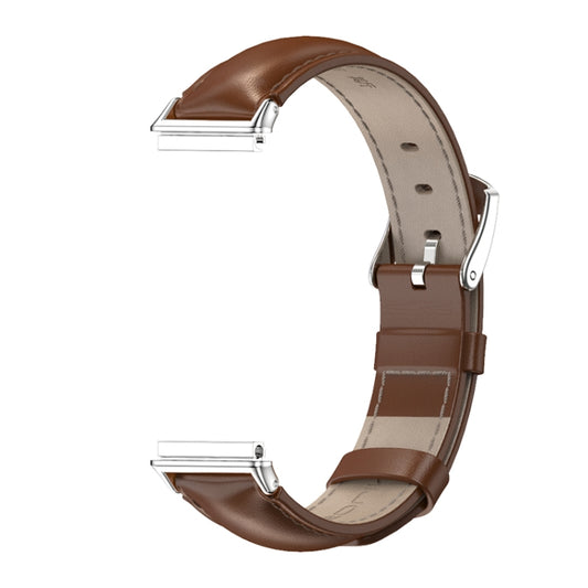 For Huawei Band 7 / 7 NFC MIJOBS Cowhide Leather Watch Band(Brown Silver) by MIJOBS