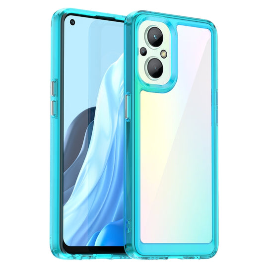 For OPPO Reno 7 Lite Colorful Series Acrylic + TPU Phone Case(Transparent Blue)