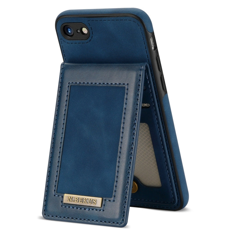For iPhone SE 2022 / SE 2020 / 8 / 7 N.BEKUS Vertical Flip Card Slot RFID Phone Case(Blue) - iPhone SE 2022 / 2020 / 8 / 7 Cases by N.BEKUS | Online Shopping UK | buy2fix