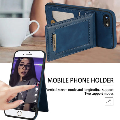 For iPhone SE 2022 / SE 2020 / 8 / 7 N.BEKUS Vertical Flip Card Slot RFID Phone Case(Blue) - iPhone SE 2022 / 2020 / 8 / 7 Cases by N.BEKUS | Online Shopping UK | buy2fix