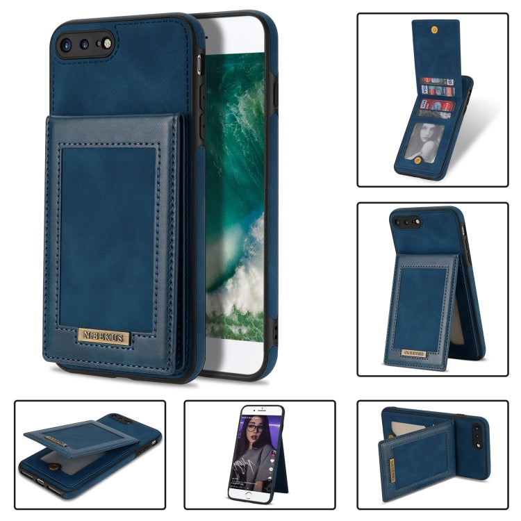 N.BEKUS Vertical Flip Card Slot RFID Phone Case For iPhone 8 Plus / 7 Plus(Blue) - More iPhone Cases by N.BEKUS | Online Shopping UK | buy2fix