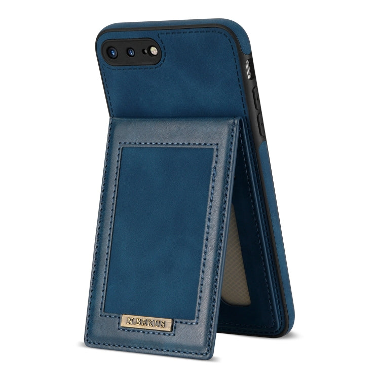 N.BEKUS Vertical Flip Card Slot RFID Phone Case For iPhone 8 Plus / 7 Plus(Blue) - More iPhone Cases by N.BEKUS | Online Shopping UK | buy2fix