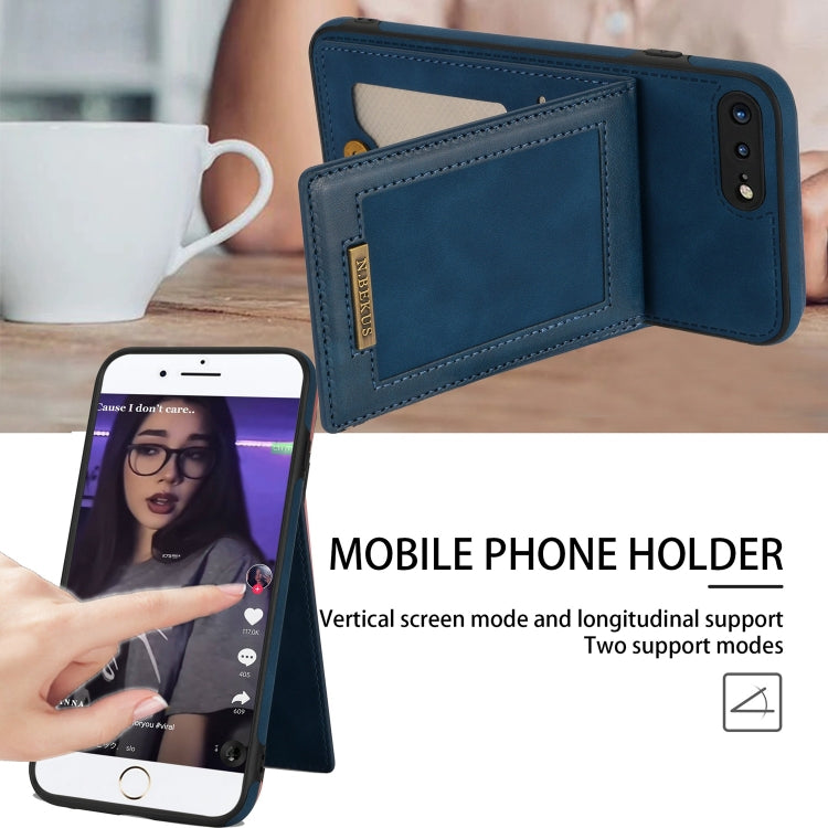 N.BEKUS Vertical Flip Card Slot RFID Phone Case For iPhone 8 Plus / 7 Plus(Blue) - More iPhone Cases by N.BEKUS | Online Shopping UK | buy2fix