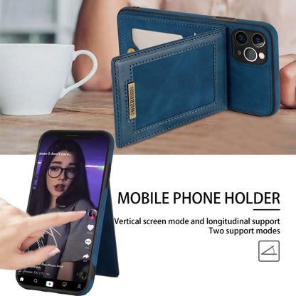 For iPhone 11 Pro N.BEKUS Vertical Flip Card Slot RFID Phone Case (Blue) - iPhone 11 Pro Cases by N.BEKUS | Online Shopping UK | buy2fix