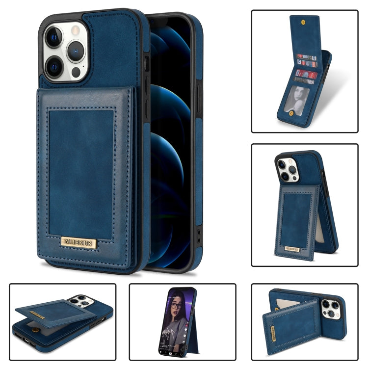 For iPhone 12 Pro N.BEKUS Vertical Flip Card Slot RFID Phone Case(Blue) - iPhone 12 / 12 Pro Cases by N.BEKUS | Online Shopping UK | buy2fix