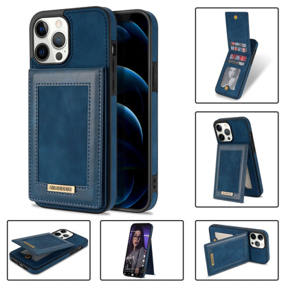 For iPhone 12 Pro N.BEKUS Vertical Flip Card Slot RFID Phone Case(Blue) - iPhone 12 / 12 Pro Cases by N.BEKUS | Online Shopping UK | buy2fix