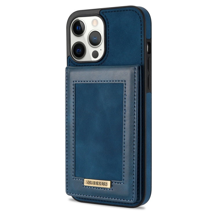 For iPhone 13 Pro N.BEKUS Vertical Flip Card Slot RFID Phone Case (Blue) - iPhone 13 Pro Cases by N.BEKUS | Online Shopping UK | buy2fix