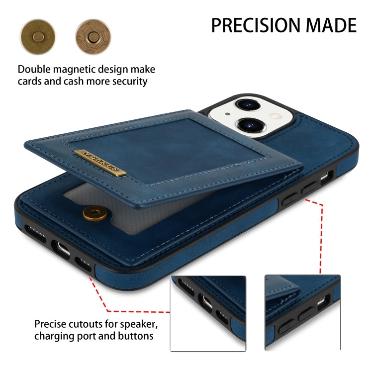 For iPhone 14 N.BEKUS Vertical Flip Card Slot RFID Phone Case (Blue) - iPhone 14 Cases by N.BEKUS | Online Shopping UK | buy2fix