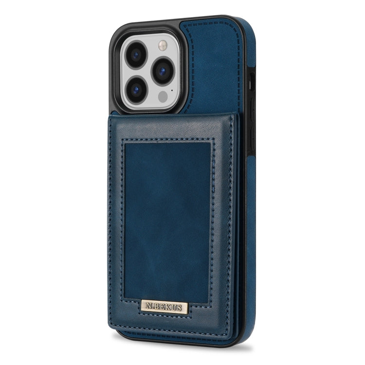 For iPhone 14 Pro N.BEKUS Vertical Flip Card Slot RFID Phone Case(Blue) - iPhone 14 Pro Cases by N.BEKUS | Online Shopping UK | buy2fix