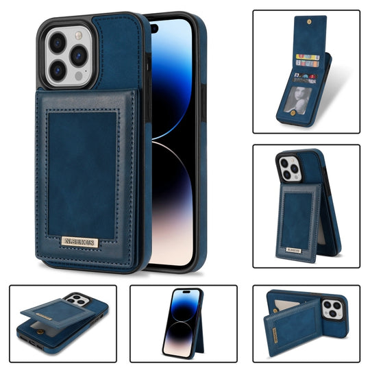 For iPhone 11 Pro Max N.BEKUS Vertical Flip Card Slot RFID Phone Case For iPhone 14 Pro Max(Blue)
