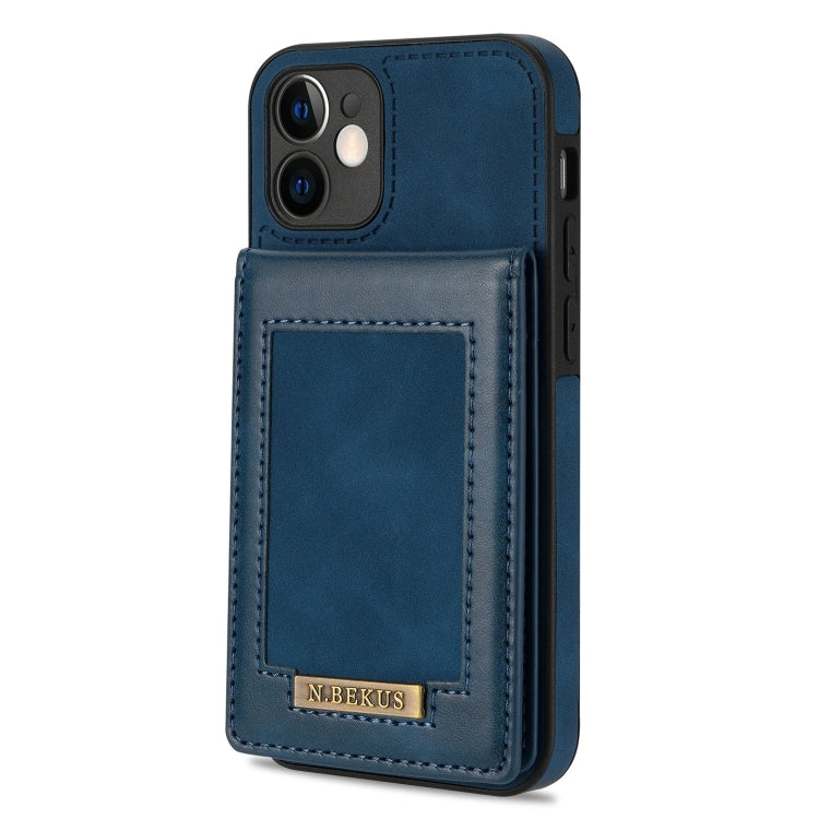 For iPhone 12 N.BEKUS Vertical Flip Card Slot RFID Phone Case(Blue) - iPhone 12 / 12 Pro Cases by N.BEKUS | Online Shopping UK | buy2fix