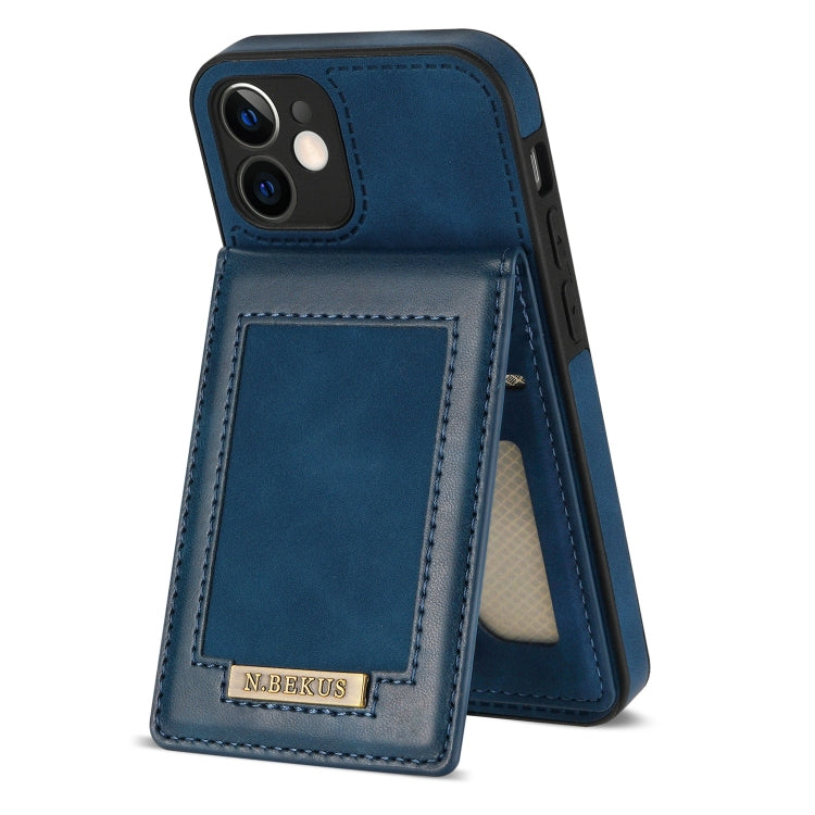 For iPhone 12 N.BEKUS Vertical Flip Card Slot RFID Phone Case(Blue) - iPhone 12 / 12 Pro Cases by N.BEKUS | Online Shopping UK | buy2fix