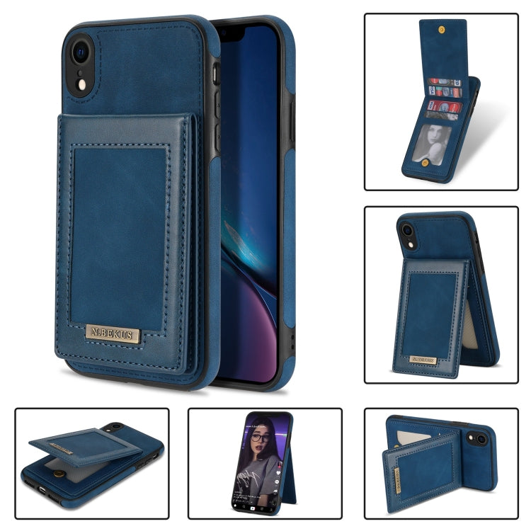 For iPhone XR N.BEKUS Vertical Flip Card Slot RFID Phone Case(Blue) - More iPhone Cases by N.BEKUS | Online Shopping UK | buy2fix