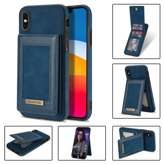For iPhone XS Max N.BEKUS Vertical Flip Card Slot RFID Phone Case(Blue) - More iPhone Cases by N.BEKUS | Online Shopping UK | buy2fix