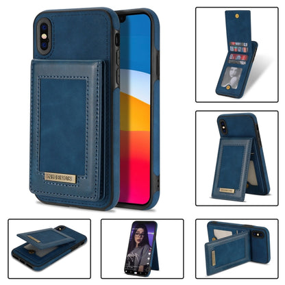 For iPhone X / XS N.BEKUS Vertical Flip Card Slot RFID Phone Case(Blue) - More iPhone Cases by N.BEKUS | Online Shopping UK | buy2fix
