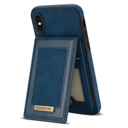 For iPhone X / XS N.BEKUS Vertical Flip Card Slot RFID Phone Case(Blue) - More iPhone Cases by N.BEKUS | Online Shopping UK | buy2fix