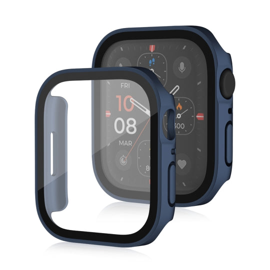 Life Waterproof Frosted 2 in 1 PC Frame + Tempered Glass Protective Case For Apple Watch Series 9 / 8 / 7 41mm(Blue)