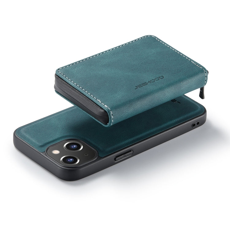 For iPhone 14 JEEHOOD Magnetic Zipper Wallet Leather Phone Case (Blue) - iPhone 14 Cases by JEEHOOD | Online Shopping UK | buy2fix