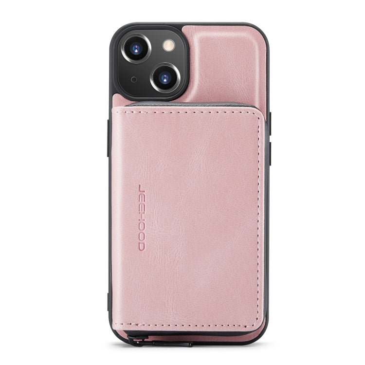 For iPhone 14 JEEHOOD Magnetic Zipper Wallet Leather Phone Case (Pink) - iPhone 14 Cases by JEEHOOD | Online Shopping UK | buy2fix