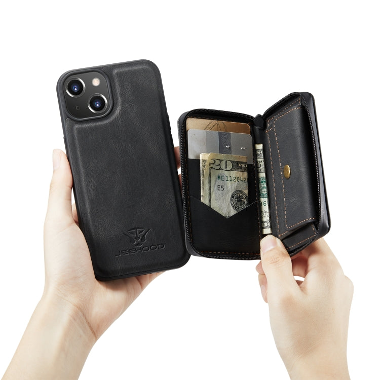 For iPhone 14 Plus JEEHOOD Magnetic Zipper Wallet Leather Phone Case (Black) - iPhone 14 Plus Cases by JEEHOOD | Online Shopping UK | buy2fix