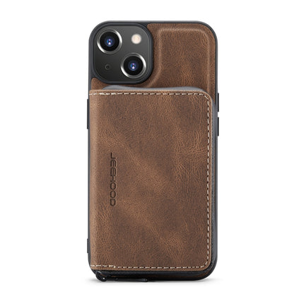 For iPhone 14 Plus JEEHOOD Magnetic Zipper Wallet Leather Phone Case (Brown) - iPhone 14 Plus Cases by JEEHOOD | Online Shopping UK | buy2fix