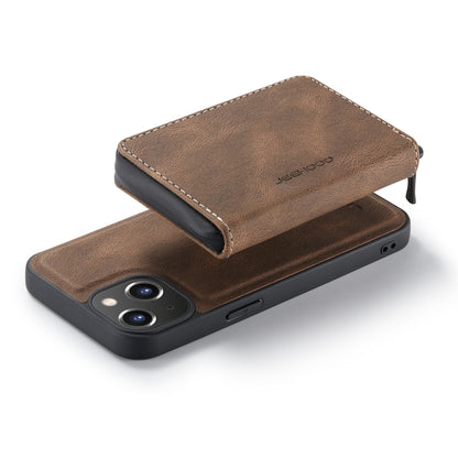 For iPhone 14 Plus JEEHOOD Magnetic Zipper Wallet Leather Phone Case (Brown) - iPhone 14 Plus Cases by JEEHOOD | Online Shopping UK | buy2fix