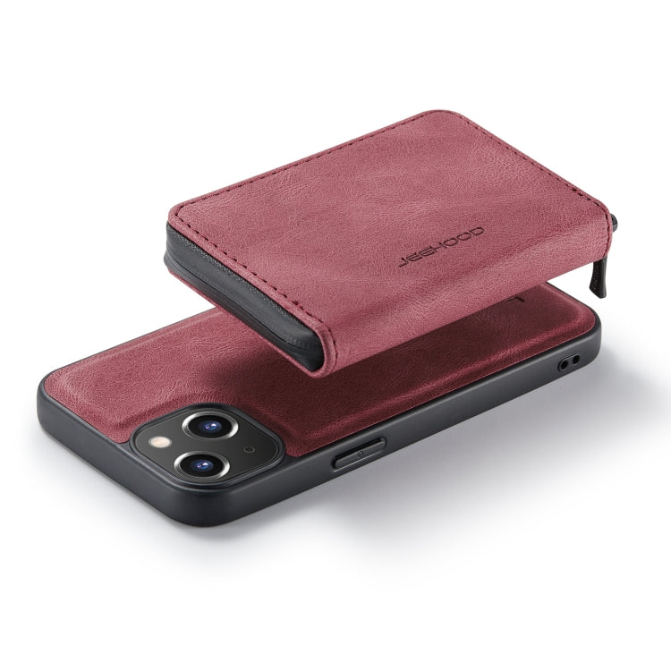 For iPhone 14 Plus JEEHOOD Magnetic Zipper Wallet Leather Phone Case (Red) - iPhone 14 Plus Cases by JEEHOOD | Online Shopping UK | buy2fix