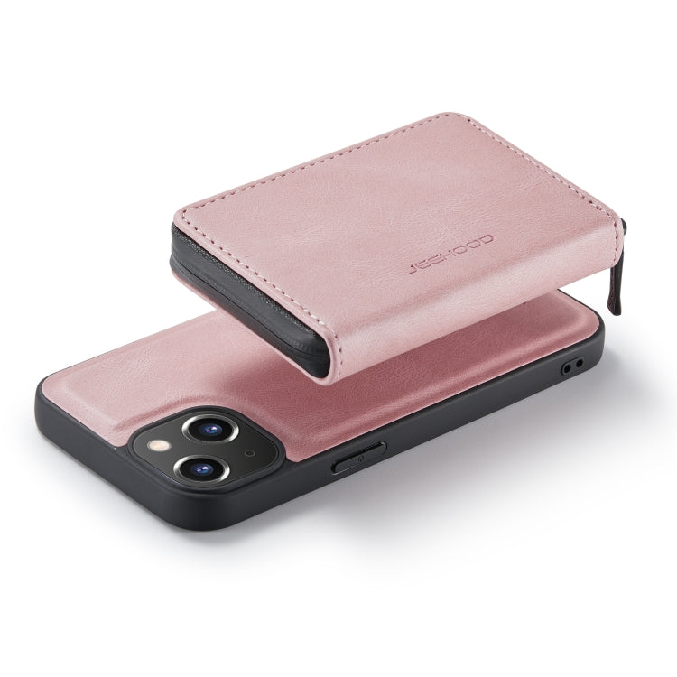 For iPhone 14 Plus JEEHOOD Magnetic Zipper Wallet Leather Phone Case (Pink) - iPhone 14 Plus Cases by JEEHOOD | Online Shopping UK | buy2fix