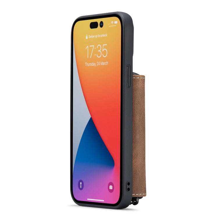 For iPhone 14 Pro JEEHOOD Magnetic Zipper Wallet Leather Phone Case(Brown) - iPhone 14 Pro Cases by JEEHOOD | Online Shopping UK | buy2fix