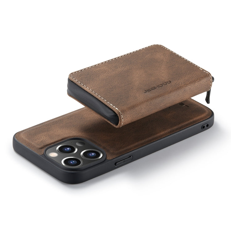 For iPhone 14 Pro JEEHOOD Magnetic Zipper Wallet Leather Phone Case(Brown) - iPhone 14 Pro Cases by JEEHOOD | Online Shopping UK | buy2fix