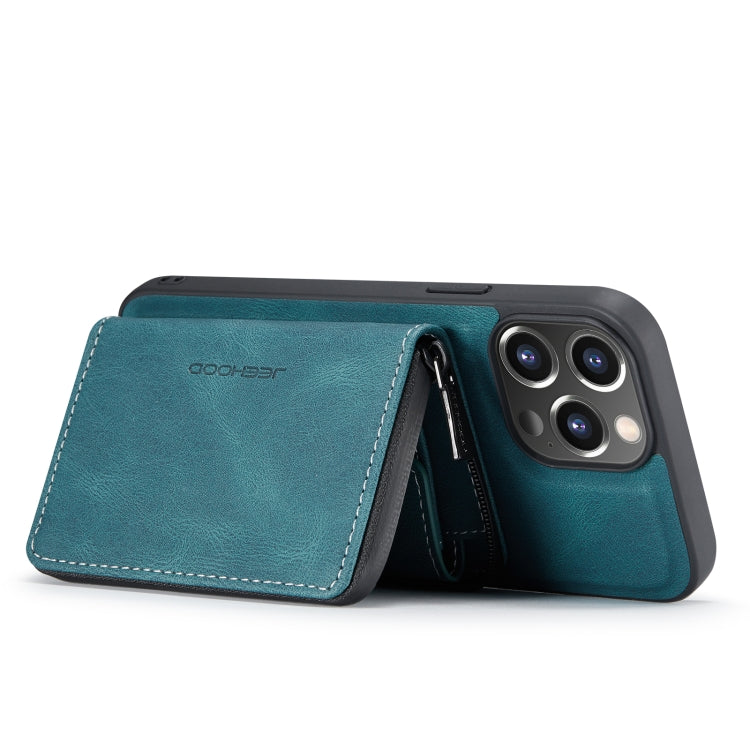 For iPhone 14 Pro JEEHOOD Magnetic Zipper Wallet Leather Phone Case(Blue) - iPhone 14 Pro Cases by JEEHOOD | Online Shopping UK | buy2fix