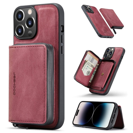 For iPhone 14 Pro JEEHOOD Magnetic Zipper Wallet Leather Phone Case(Red) - iPhone 14 Pro Cases by JEEHOOD | Online Shopping UK | buy2fix