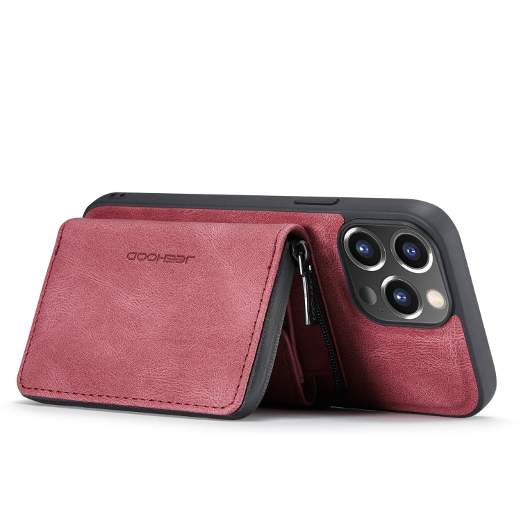 For iPhone 14 Pro JEEHOOD Magnetic Zipper Wallet Leather Phone Case(Red) - iPhone 14 Pro Cases by JEEHOOD | Online Shopping UK | buy2fix
