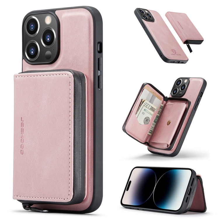 For iPhone 14 Pro Max JEEHOOD Magnetic Zipper Wallet Leather Phone Case (Pink) - iPhone 14 Pro Max Cases by JEEHOOD | Online Shopping UK | buy2fix