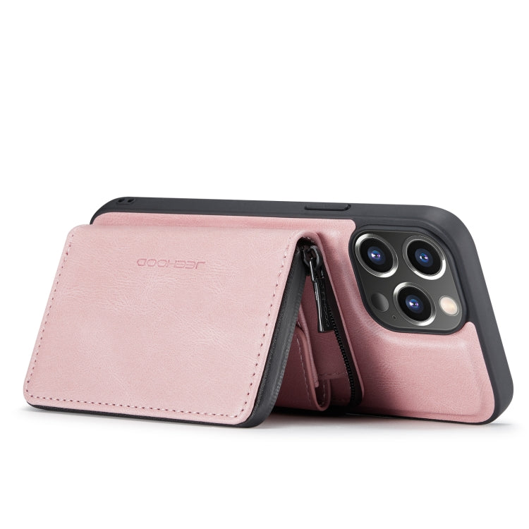 For iPhone 14 Pro Max JEEHOOD Magnetic Zipper Wallet Leather Phone Case (Pink) - iPhone 14 Pro Max Cases by JEEHOOD | Online Shopping UK | buy2fix