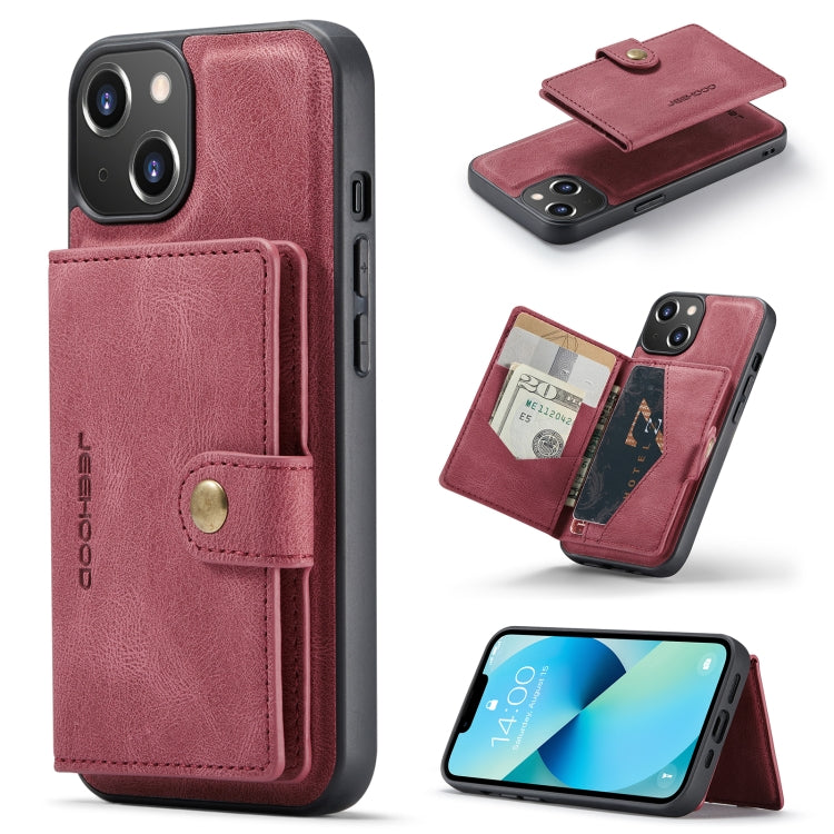 For iPhone 14 Plus JEEHOOD Retro Magnetic Detachable Leather Phone Case (Red) - iPhone 14 Plus Cases by JEEHOOD | Online Shopping UK | buy2fix