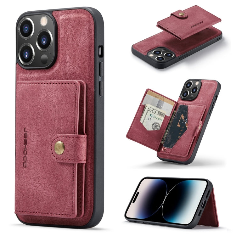 For iPhone 14 Pro JEEHOOD Retro Magnetic Detachable Leather Phone Case(Red) - iPhone 14 Pro Cases by JEEHOOD | Online Shopping UK | buy2fix