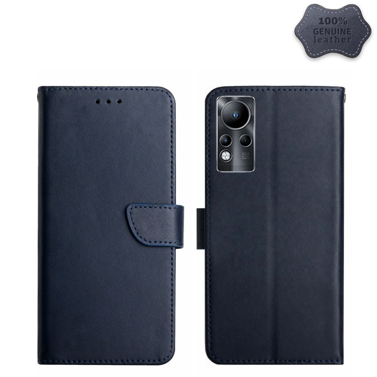 For Infinix Note 11 Genuine Leather Fingerprint-proof Horizontal Flip Phone Case(Blue) - Infinix Cases by buy2fix | Online Shopping UK | buy2fix