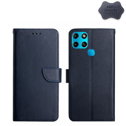 For Infinix Smart 6 Genuine Leather Fingerprint-proof Horizontal Flip Phone Case(Blue) - Infinix Cases by buy2fix | Online Shopping UK | buy2fix