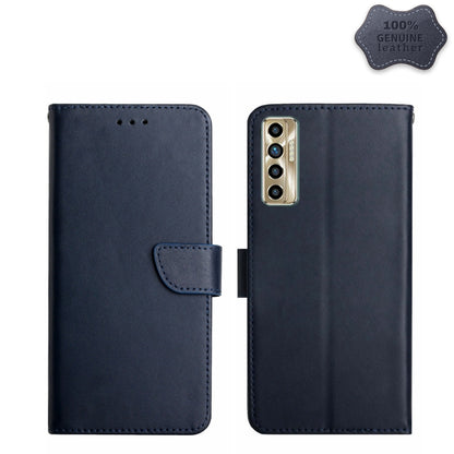 For Tecno Camon 17P Genuine Leather Fingerprint-proof Horizontal Flip Phone Case(Blue) - Tecno Cases by buy2fix | Online Shopping UK | buy2fix