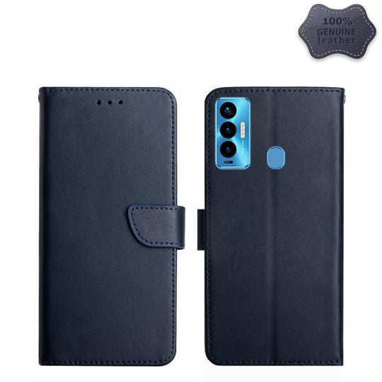 For Tecno Camon 18i Genuine Leather Fingerprint-proof Horizontal Flip Phone Case(Blue)