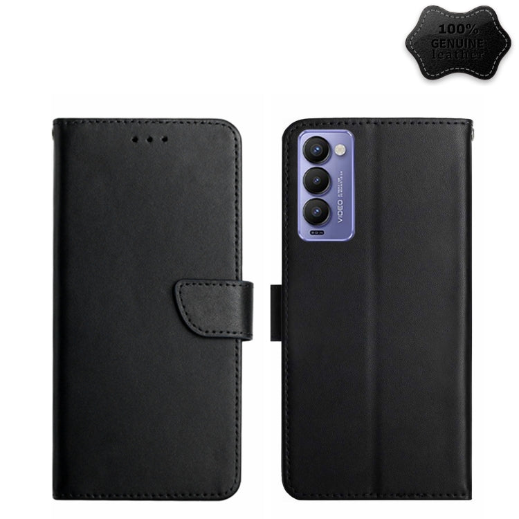 For Tecno Camon 18P Genuine Leather Fingerprint-proof Horizontal Flip Phone Case(Black) - Tecno Cases by buy2fix | Online Shopping UK | buy2fix