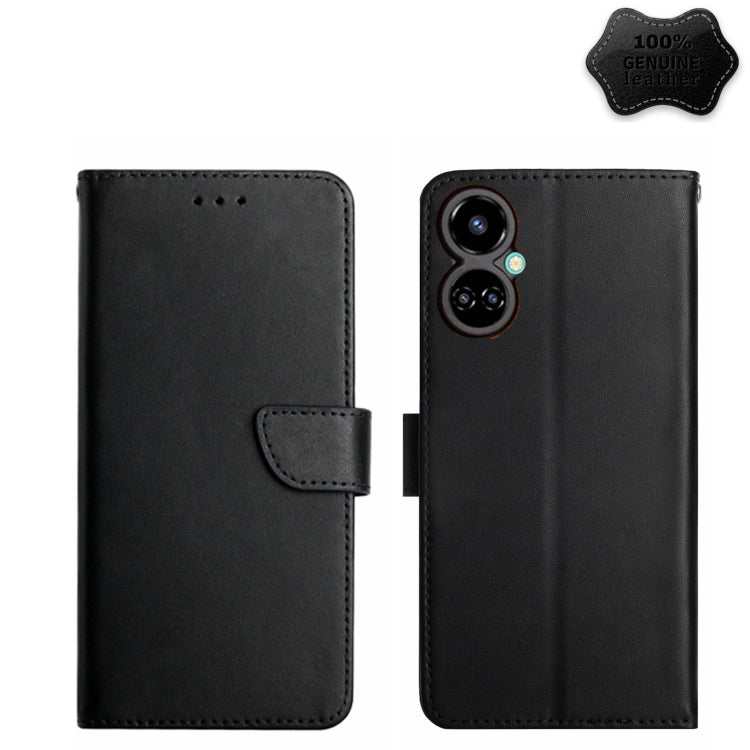For Tecno Camon 19 4G Genuine Leather Fingerprint-proof Horizontal Flip Phone Case(Black) - Tecno Cases by buy2fix | Online Shopping UK | buy2fix