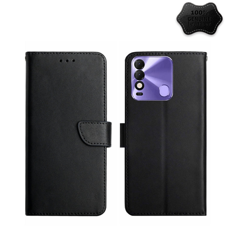 For Tecno Spark 8 Genuine Leather Fingerprint-proof Horizontal Flip Phone Case(Black) - Tecno Cases by buy2fix | Online Shopping UK | buy2fix