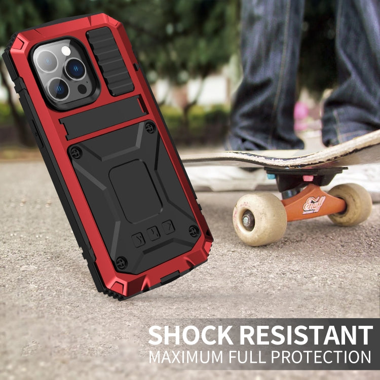 For iPhone 14 Pro Max R-JUST Shockproof Waterproof Dust-proof Case with Holder (Red) by R-JUST