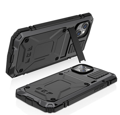 For iPhone 14 Plus R-JUST Shockproof Waterproof Dust-proof Case with Holder (Black) by R-JUST